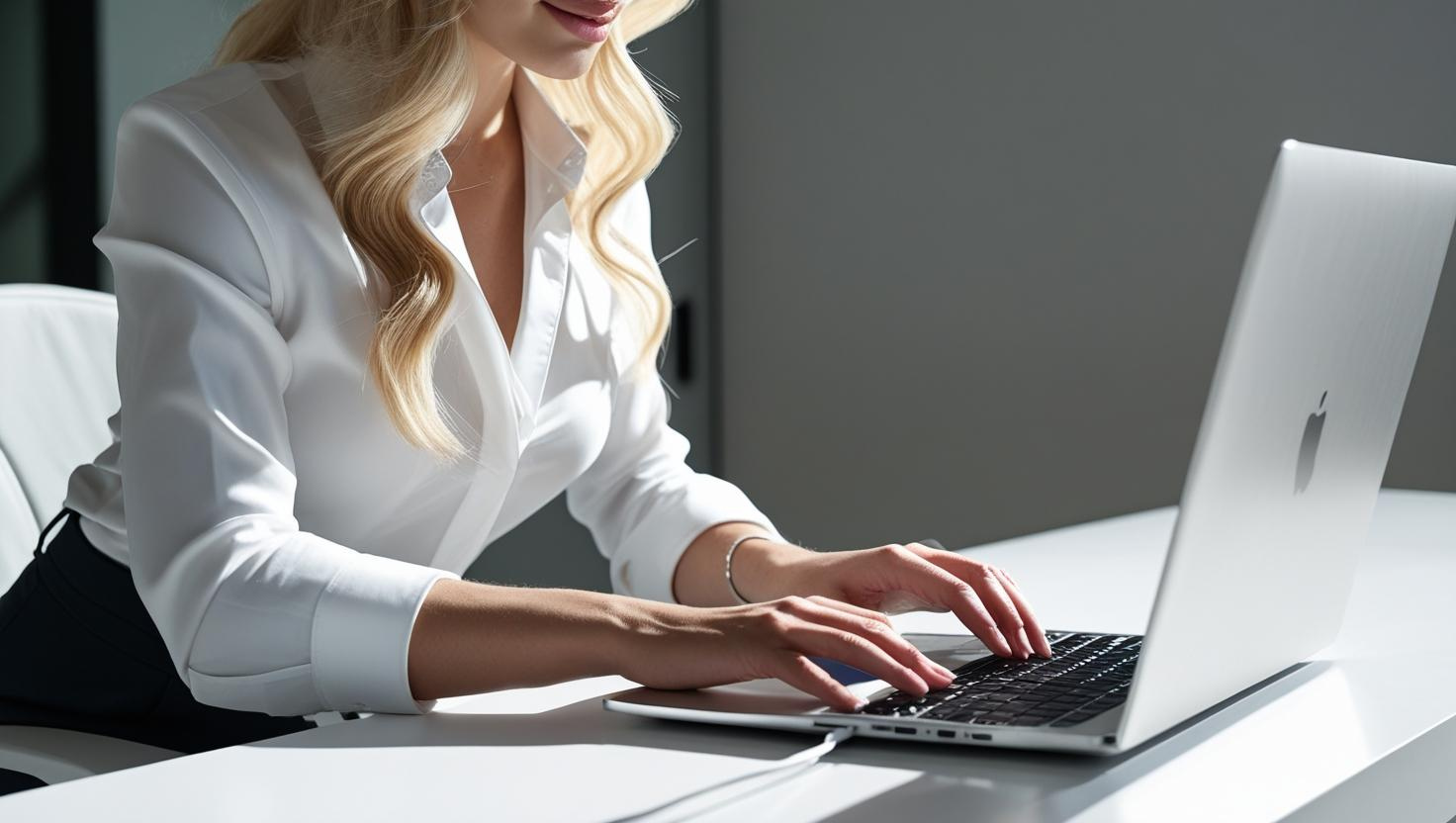 woman typing on a computer